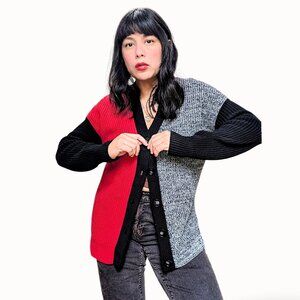Coldwater Creek chunky knit fairy goth grunge colorblock boxy cardigan W's M NEW